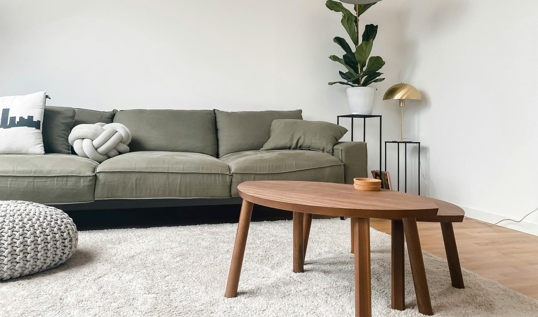 a living room with a couch and a coffee table